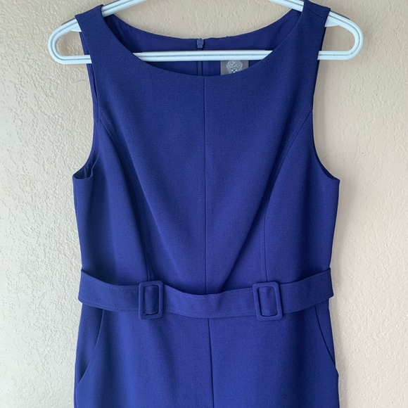 Vince Camuto Double Belt Buckle Wide Leg Crepe Nautical Jumpsuit Size 10P - Picture 5 of 9